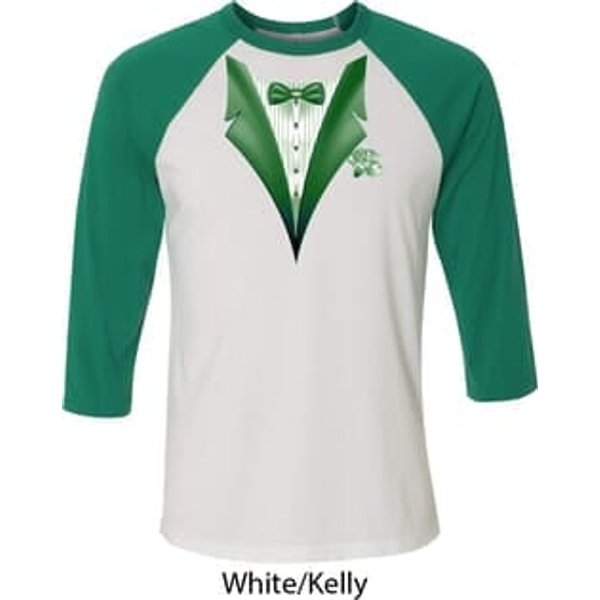 Dark Green Tuxedo Mens Raglan Shirt