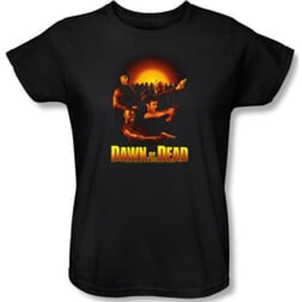 Dawn Of The Dead Ladies T-shirt Movie Dawn Collage Black Tee Shirt