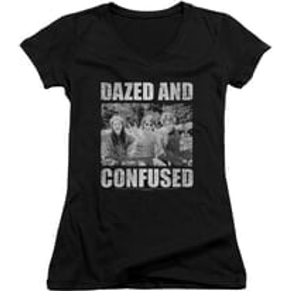 Dazed And Confused Shirt Juniors V Neck Rock On Black Tee T-Shirt