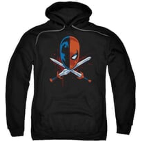 Deathstroke Hoodie Sweatshirt Crossed Swords Black Adult Hoody Sweat Shirt
