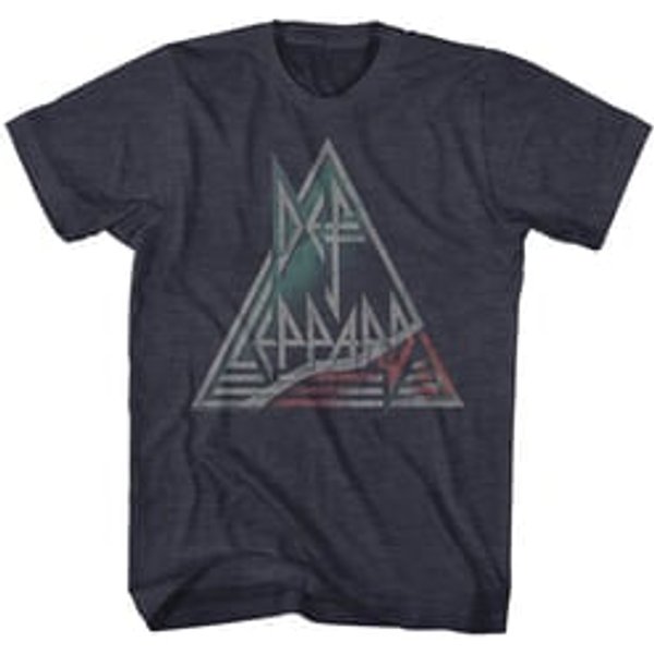 Def Leppard Shirt Triangle Band Logo Navy Heather T-Shirt