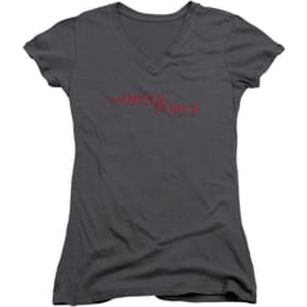 Delta Force Juniors V Neck Shirt Distressed Logo Charcoal T-Shirt