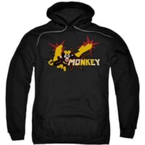 Dexter's Laboratory Hoodie Sweatshirt Monkey Black Adult Hoody Sweat Shirt