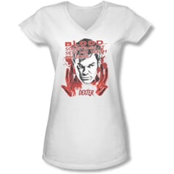 Dexter Shirt Juniors V Neck Blood Red T-Shirt