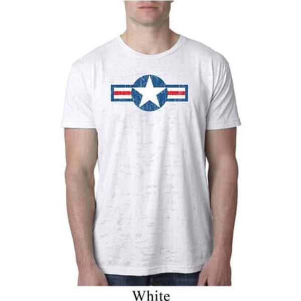 Distressed Air Force Star Mens Burnout Shirt