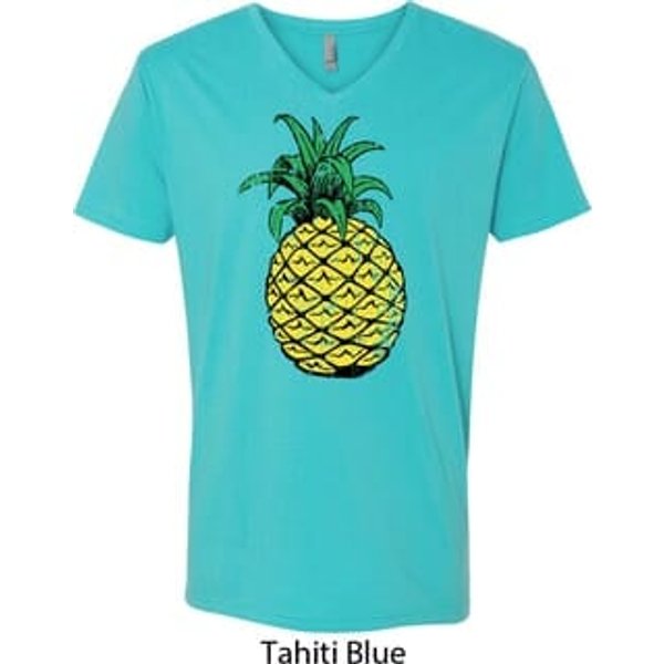 Distressed Pineapple Mens V-Neck Shirt
