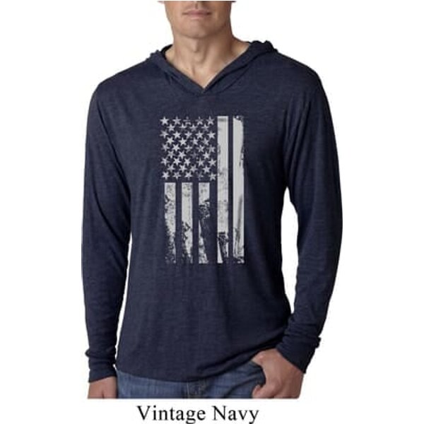 Distressed Stars and Stripes Flag Lightweight Hoodie Shirt