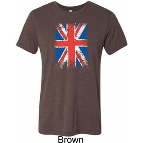 Distressed Union Jack Flag Mens Tri Blend Crewneck Shirt