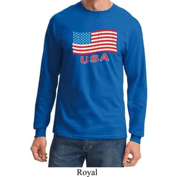 Distressed USA Flag Long Sleeve Shirt