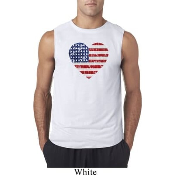 Distressed USA Heart Mens Sleeveless Shirt