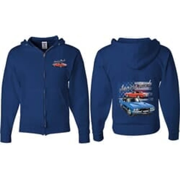 Dodge American Muscle Blue and Red (Front & Back) Full Zip Hoodie