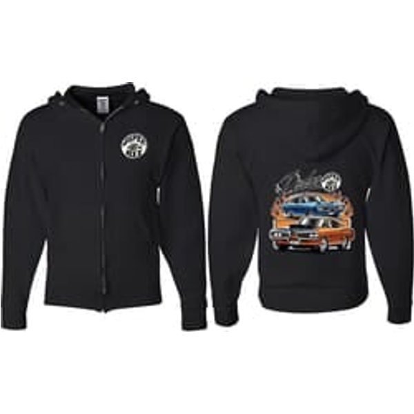 Dodge Blue and Orange Super Bee (Front & Back) Full Zip Hoodie