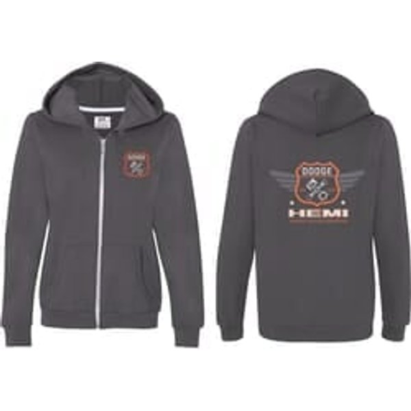Dodge Garage Hemi (Front & Back) Ladies Full Zip Hoodie
