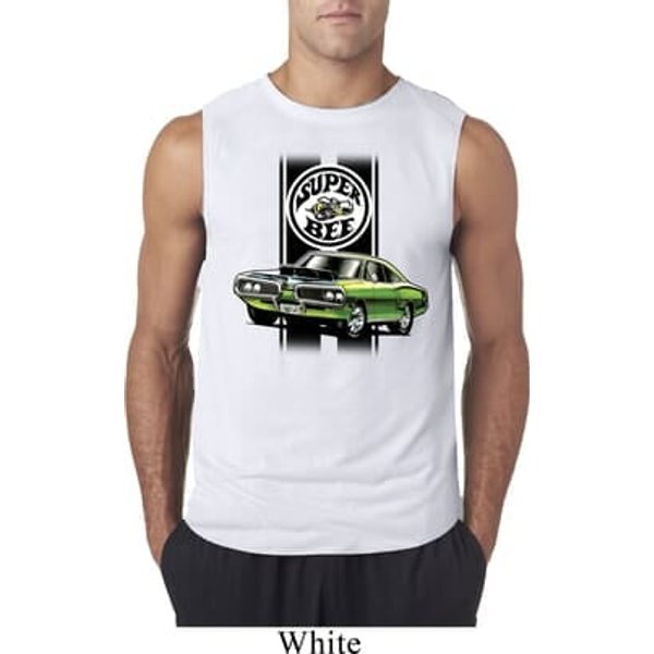 Dodge Green Super Bee Mens White Sleeveless T-Shirt
