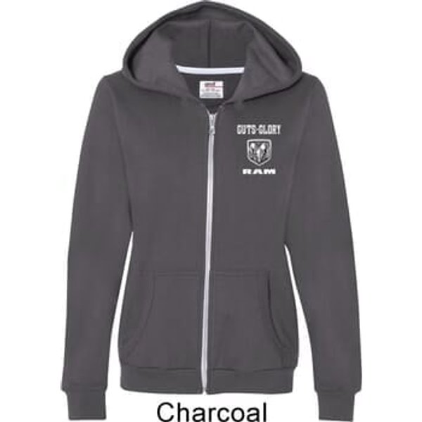 Dodge Guts and Glory Ram Logo Pocket Print Ladies Full Zip Hoodie