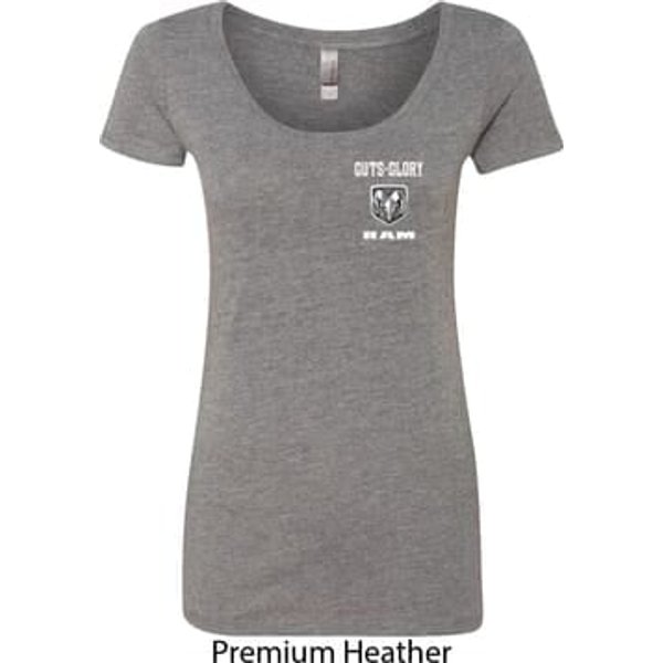 Dodge Guts and Glory Ram Logo Pocket Print Ladies Scoop Neck Shirt