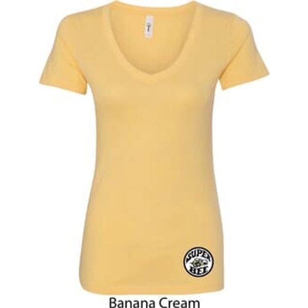 Dodge Super Bee Circle Logo Bottom Print Ladies V-Neck Shirt