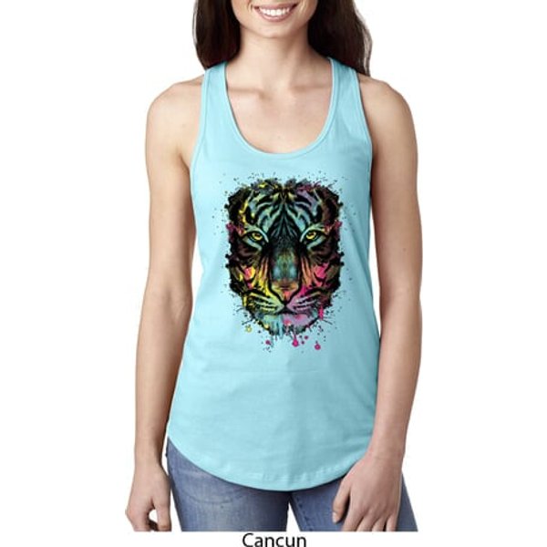 Dripping Neon Tiger Ladies Ideal Tank Top