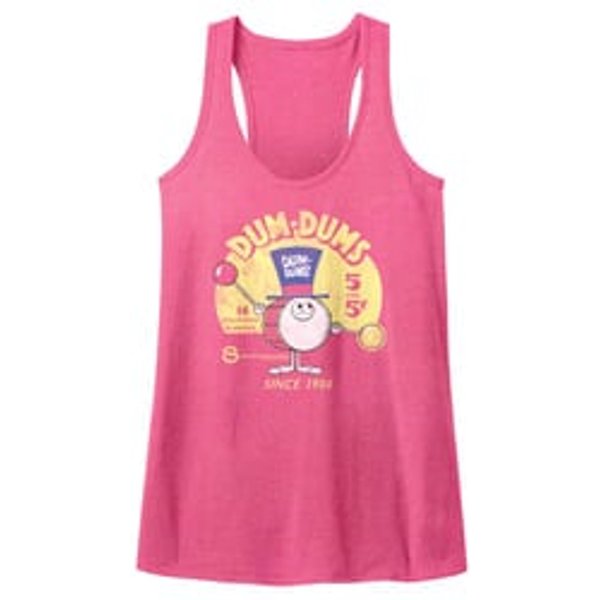 Dum Dums Juniors Tank Top Drum Man Ad Pink Heather Racerback
