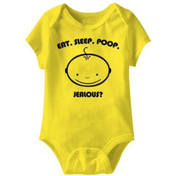 Eat Sleep Poop Jealous? Funny Baby Romper Yellow Infant Babies Creeper