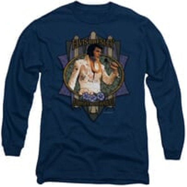 Elvis Presley Shirt Aloha From Hawaii Long Sleeve Navy Tee T-Shirt