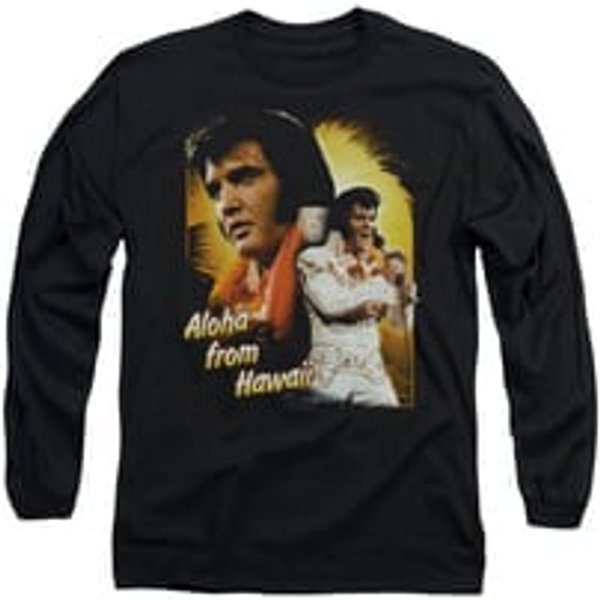 Elvis Presley Shirt Aloha Sing It Long Sleeve Black Tee T-Shirt