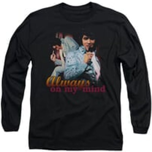 Elvis Presley Shirt Always On My Mind Long Sleeve Black Tee T-Shirt