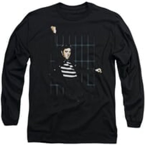 Elvis Presley Shirt Blue Bars Long Sleeve Black Tee T-Shirt