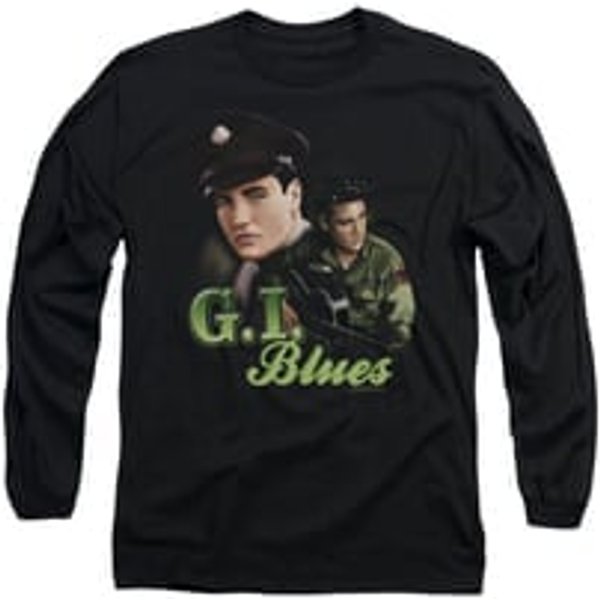 Elvis Presley Shirt G.I. Uniform Long Sleeve Black Tee T-Shirt