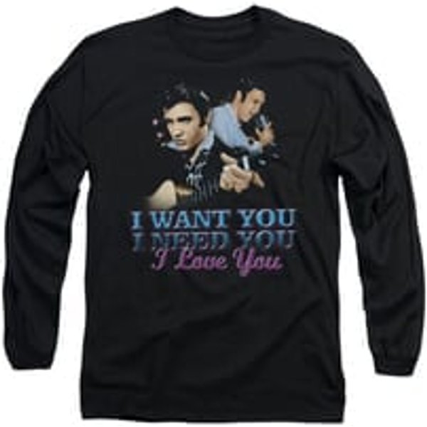 Elvis Presley Shirt I Want You Long Sleeve Black Tee T-Shirt