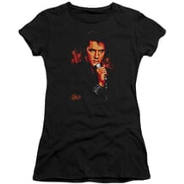 Elvis Presley Shirt Juniors Blue Eyes In The Dark Black T-Shirt