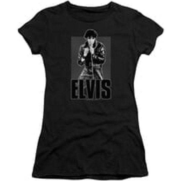 Elvis Presley Shirt Juniors Leather Charcoal T-Shirt