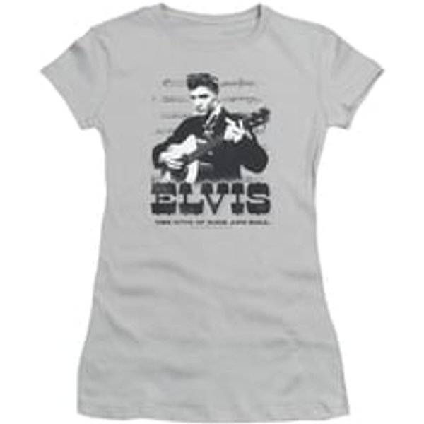 Elvis Presley Shirt Juniors Sheet Music Silver T-Shirt