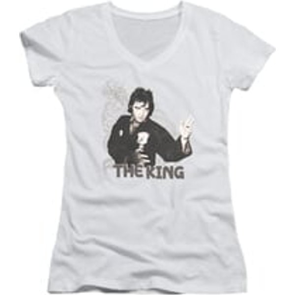 Elvis Presley Shirt Juniors V Neck Karate Dragon White T-Shirt
