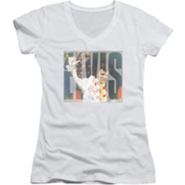 Elvis Presley Shirt Juniors V Neck Knockout White T-Shirt