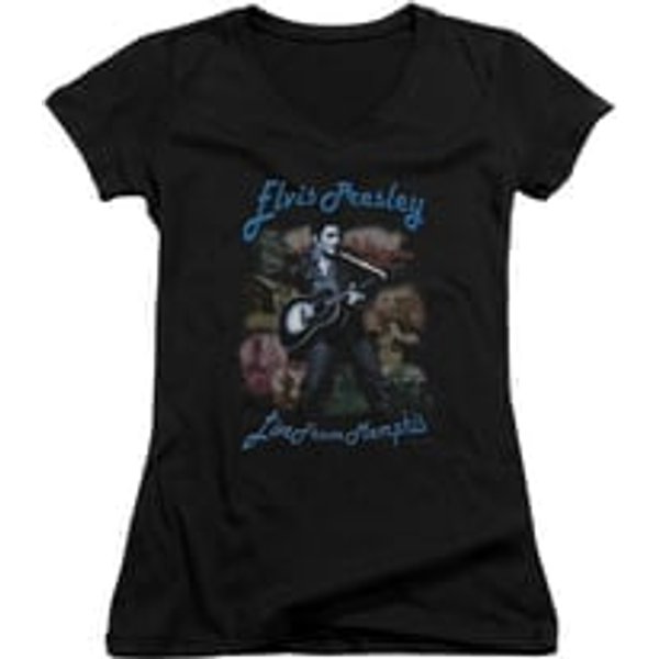 Elvis Presley Shirt Juniors V Neck Memphis Black T-Shirt