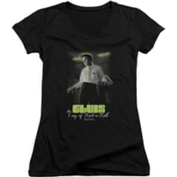 Elvis Presley Shirt Juniors V Neck Practice Makes Perfect Black T-Shirt