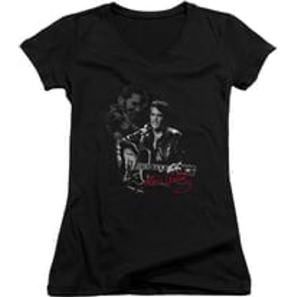 Elvis Presley Shirt Juniors V Neck Show Stopper Black T-Shirt
