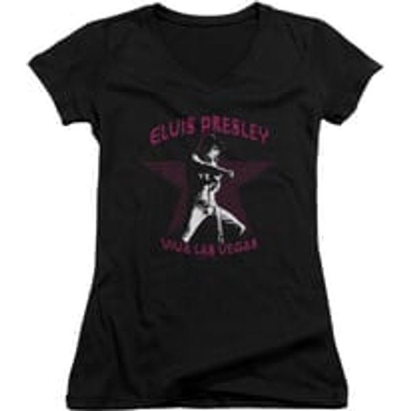 Elvis Presley Shirt Juniors V Neck Viva Las Vegas Star Black T-Shirt