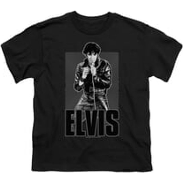 Elvis Presley Shirt Kids Leather Charcoal T-Shirt
