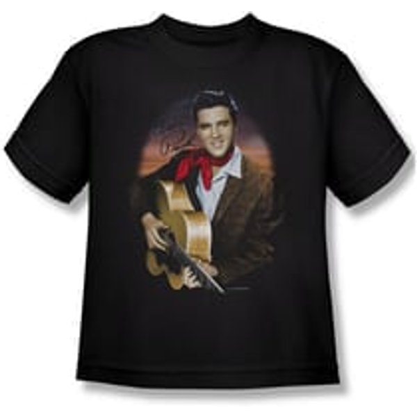 Elvis Presley Shirt Kids Red Scarf 2 Black T-Shirt