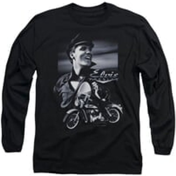 Elvis Presley Shirt Motorcycle Long Sleeve Black Tee T-Shirt