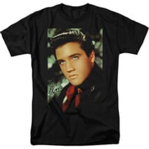 Elvis Presley Shirt Red Scarf Black T-Shirt
