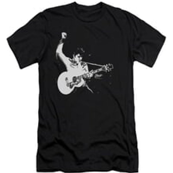 Elvis Presley Shirt Slim Fit Strum That Guitar Black T-Shirt