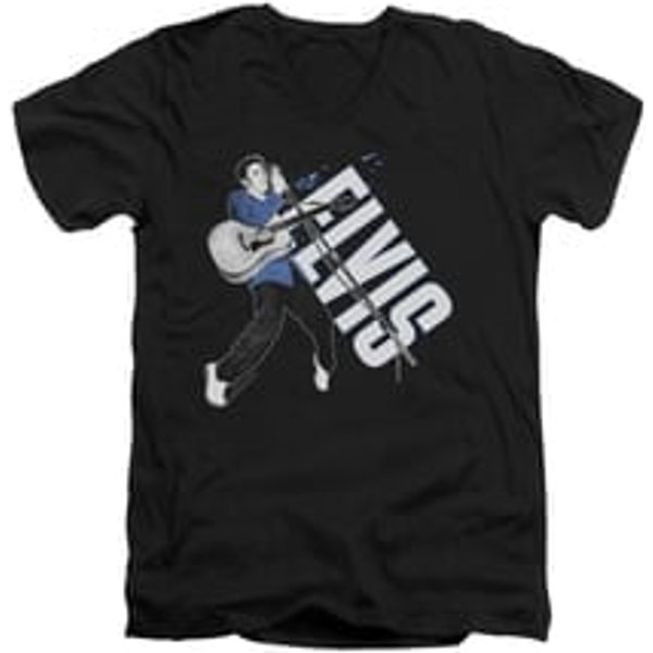 Elvis Presley Shirt Slim Fit V-Neck On His Toes Black T-Shirt