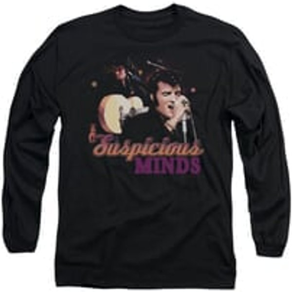 Elvis Presley Shirt Suspicious Minds Long Sleeve Black Tee T-Shirt