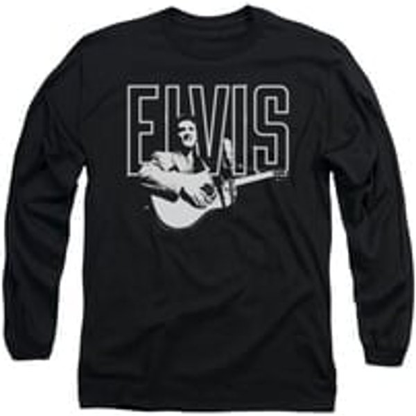 Elvis Presley Shirt White Glow Long Sleeve Black Tee T-Shirt