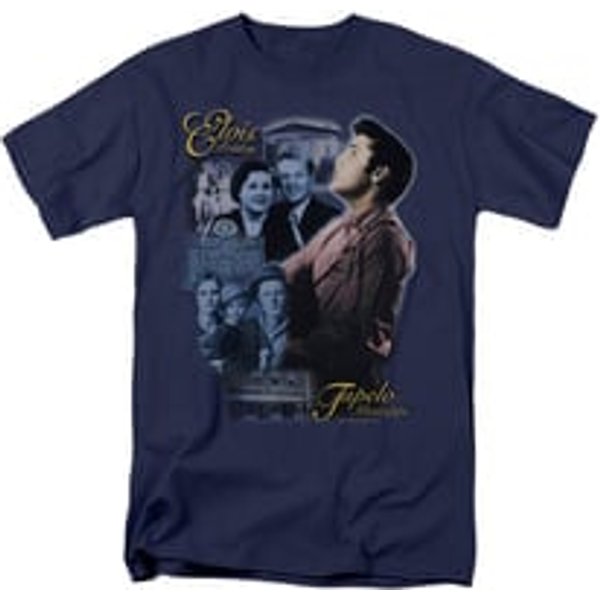 Elvis T-shirt Tupelo Mississippi Classic Navy Tee Shirt