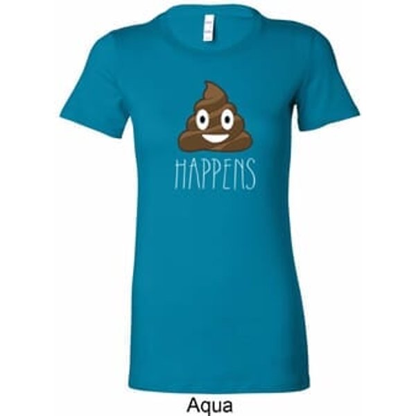 Emoji Shit Happens Ladies Longer Length Shirt