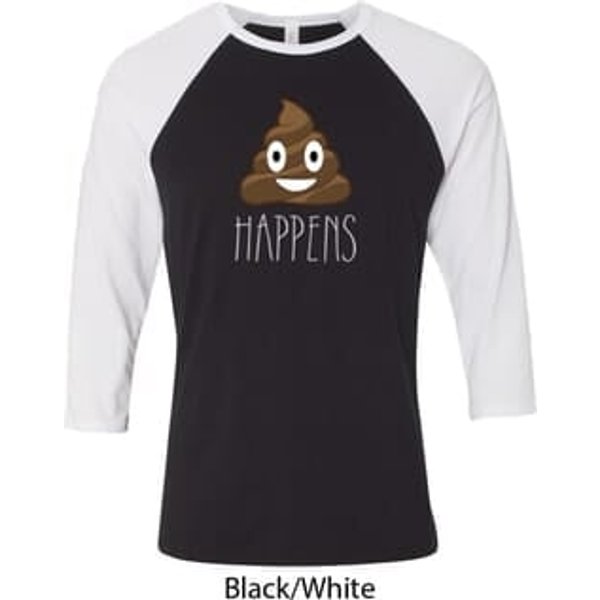 Emoji Shit Happens Mens Raglan Shirt